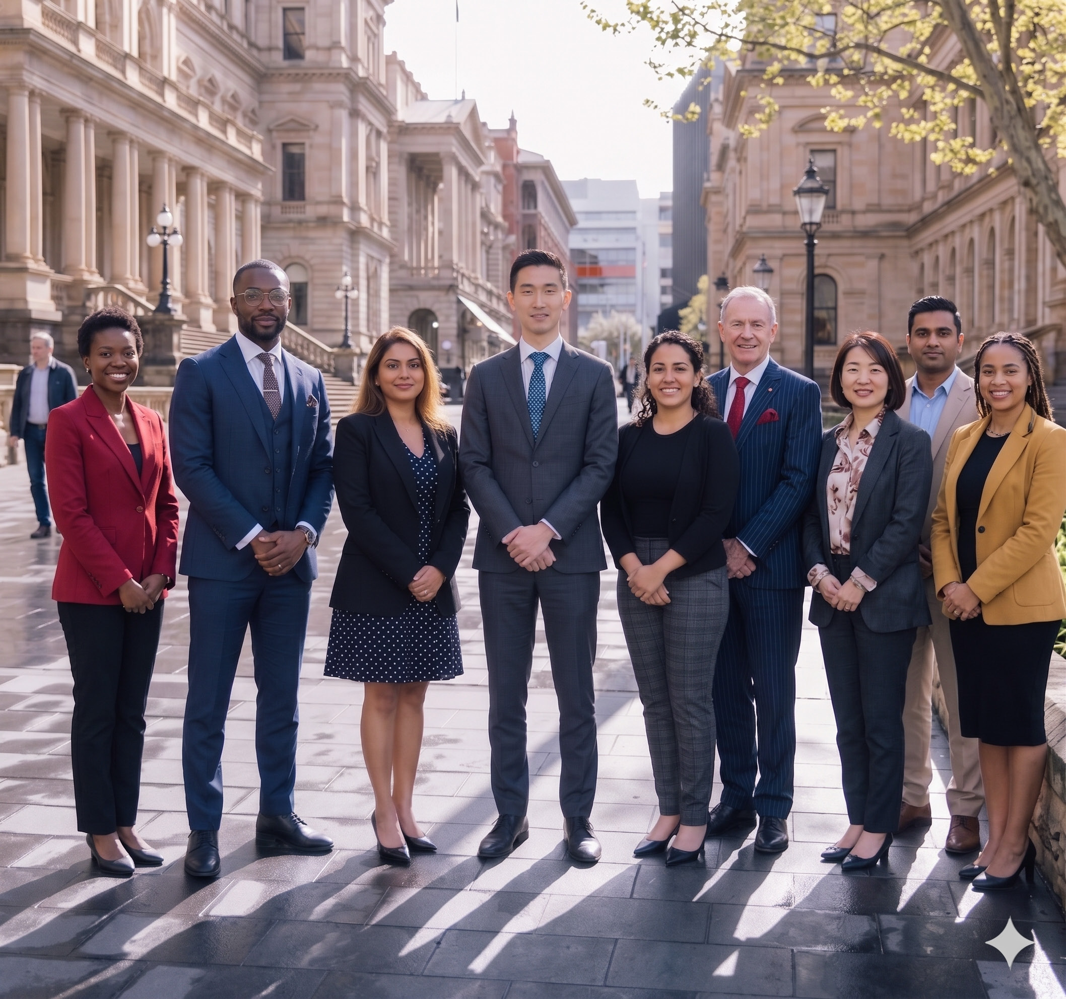 The Armstrong Legal team outside the law courts