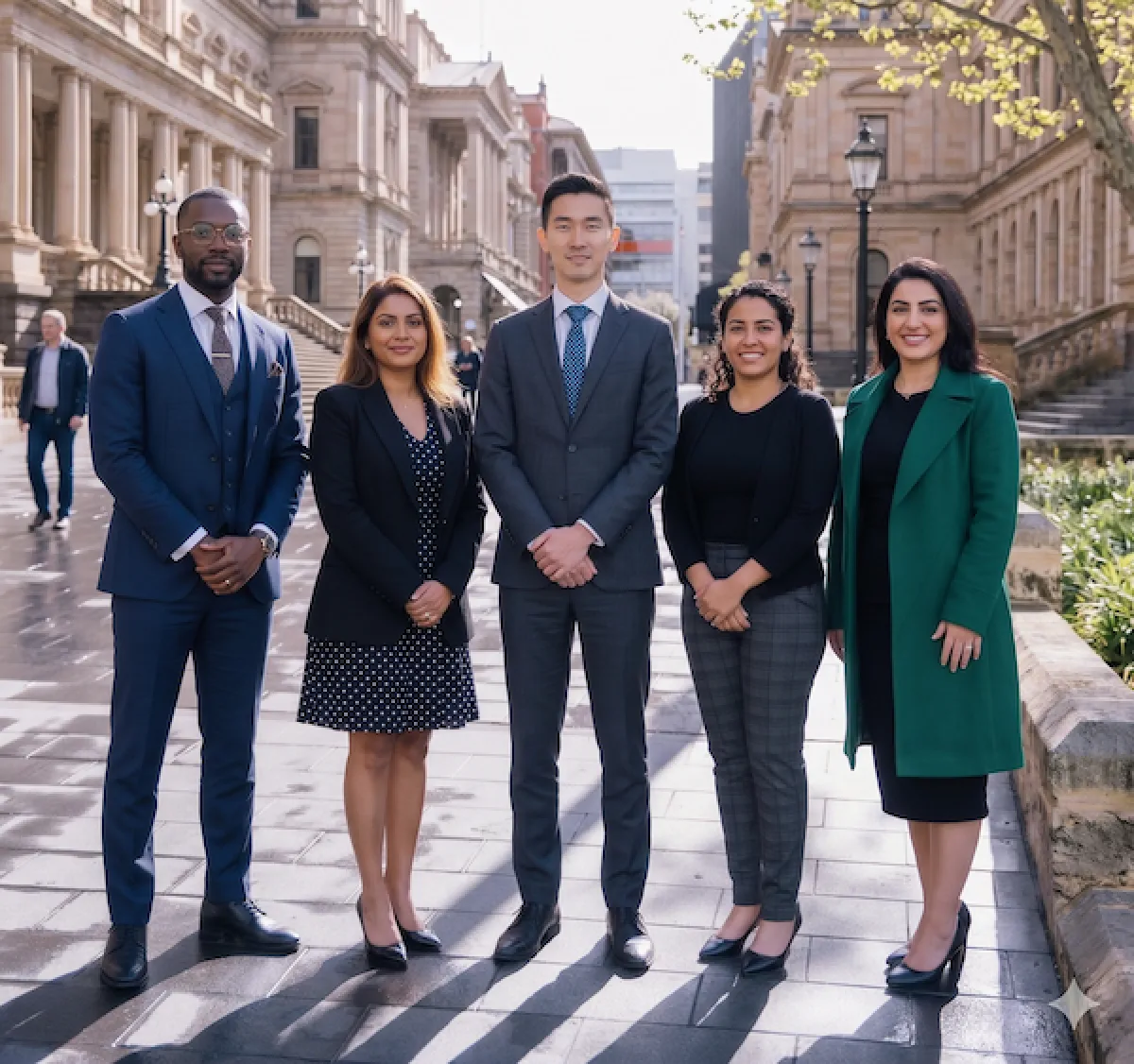 Armstrong Legal lawyers outside the law courts
